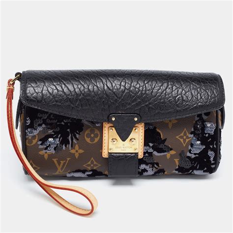 LOUIS VUITTON Monogram Fleur De Jais Manege Clutch Clutch .